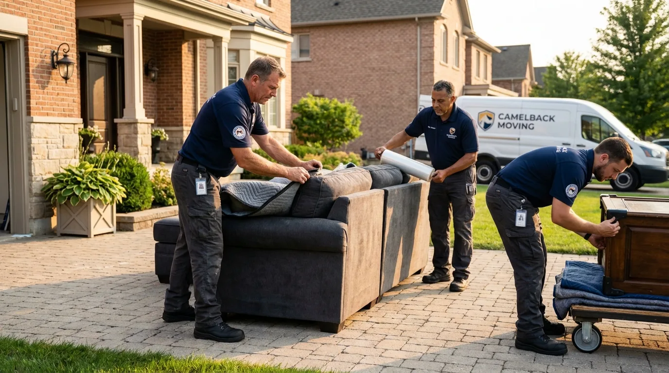 Large estate moving crew wrapping furniture in Zebulon, GA