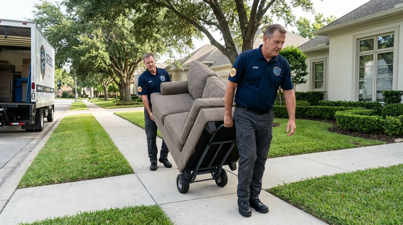Local residential moving crew loading furniture in Zebulon, GA