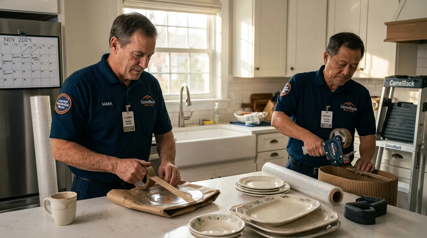Professional crew packing kitchen dishware in Zebulon, GA
